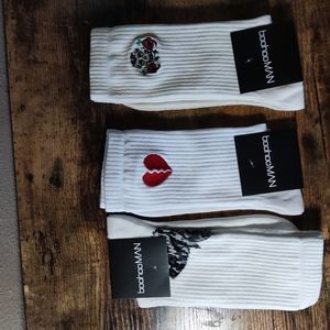 Tri-Pack Embroidered socks. Candy skull, Broken Heart and Butterfly Metamorphosi